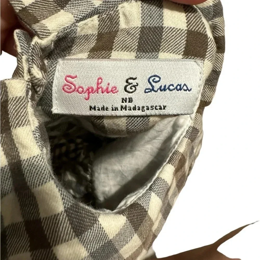 🖤✨ Sophie & Lucas Black Gingham Bubble Romper Newborn Long Sleeve One Piece ✨🖤
